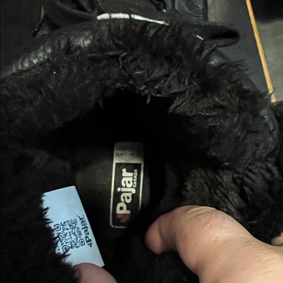 PAJAR LEATHER WATERPROOF FAUX FUR TRIM SNEAKER BOOTS SIZE 10-10.5 BLACK - Picture 9 of 16